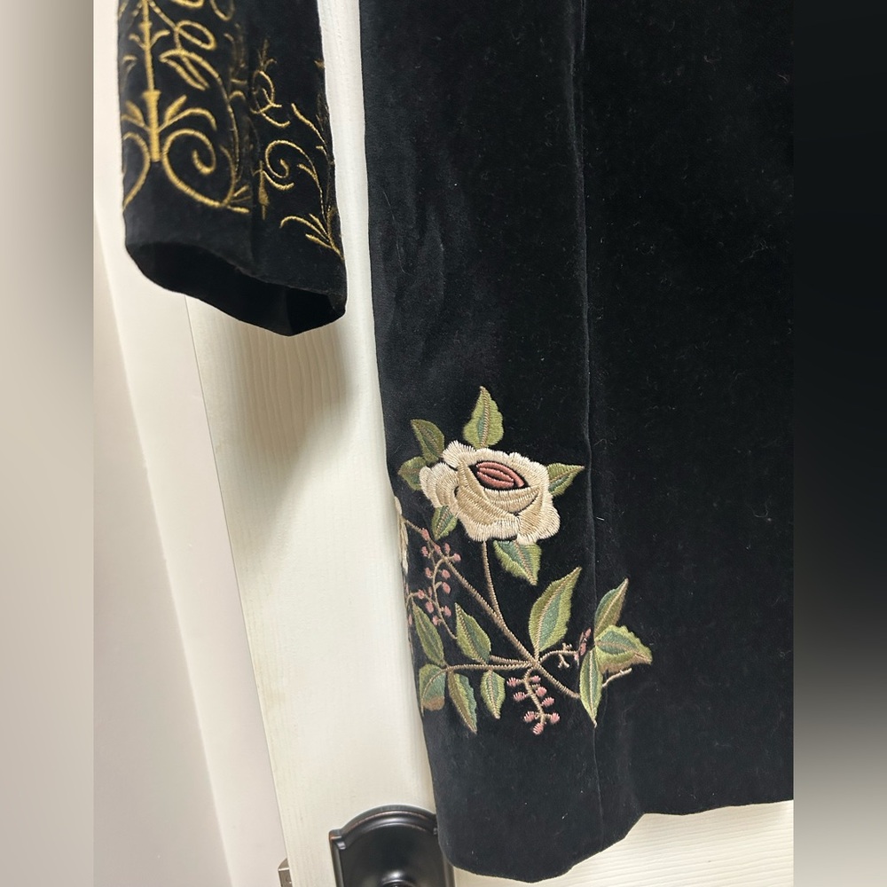 CAbi Black Velvet Embroidered Coat - Picture 3 of 10